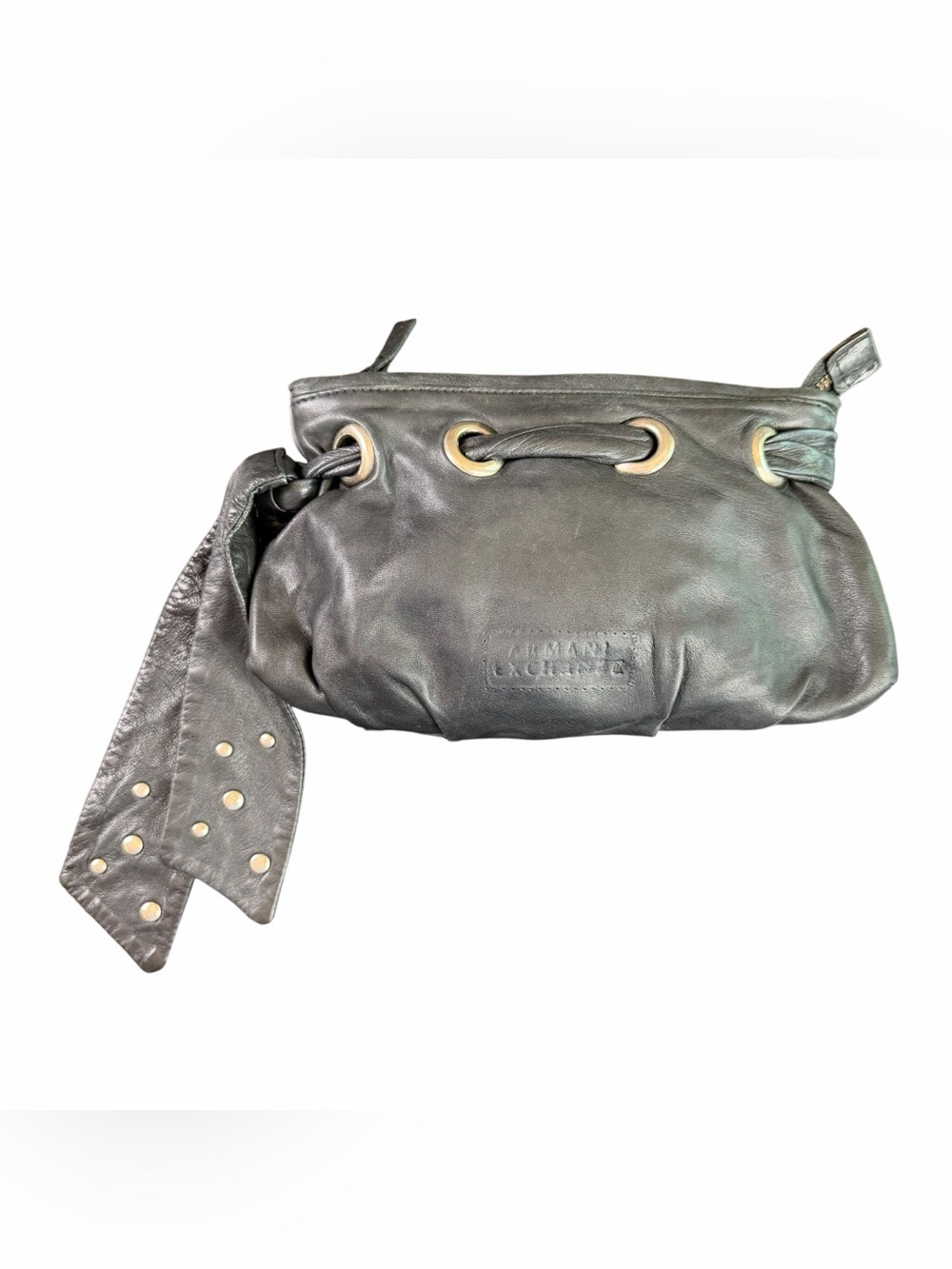 AX Armani Exchange Black Vegan Leather Clutch Bag